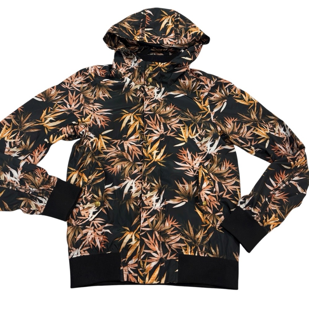SCOTCH & Soda Leaf Print Bomber Hooded Rain Jacket Parka Sm   Unisex